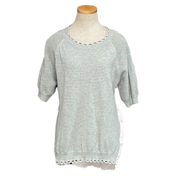 French Connection Sweater Open Knit White Lace Short Sleeves Size Medium - Picture 2 of 12